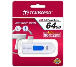 Накопитель 64Gb Transcend JF790, USB 3.0, белый/синий