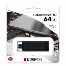 Накопитель 64GB Kingston DT70 USB 3.0 black Type-C