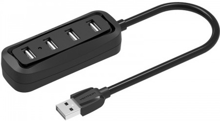Концентратор 4-port Vention черный /VAS-J43-B015/ USB 2.0 фото 1