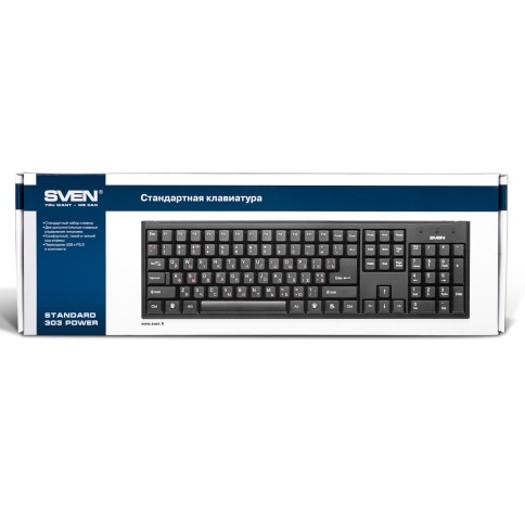 Клавиатура проводная Sven Standard 303 Power USB+PS/2, Чёрная
