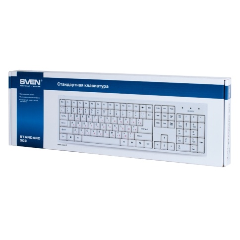 Клавиатура Sven Standart 303 USB, Белая (SV-03100303UW)